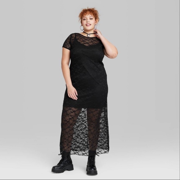 NWT Wild Fable Black Lace Maxi Dress - Picture 2 of 3